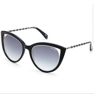Balmain Black Gold Cat Eye Sunglasses With Case